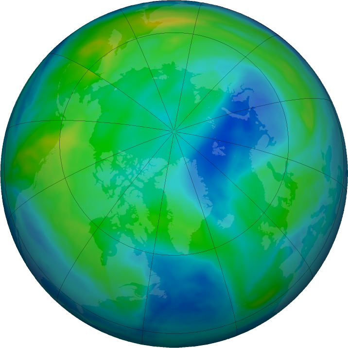 Arctic ozone map for 23 October 2016